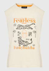 Tricou de damă cu imprimeu exotic - Chalk