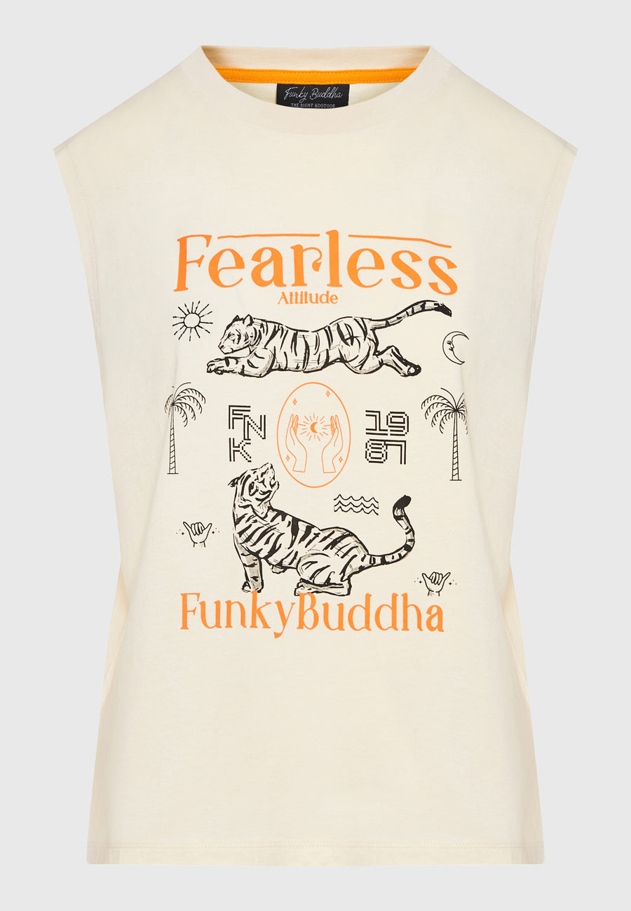 Tricou de damă cu imprimeu exotic - Chalk