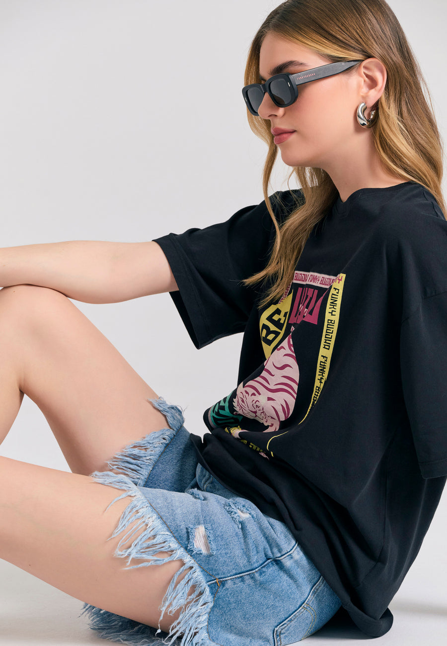 Pantaloni scurți din denim boyfriend pentru femei cu rupturi - Albastru deschis