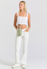 Blugi skinny vopsiți în haine pentru femei - Alb-gălbui