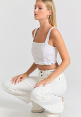 Blugi skinny vopsiți în haine pentru femei - Alb-gălbui