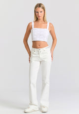 Blugi skinny vopsiți în haine pentru femei - Alb-gălbui