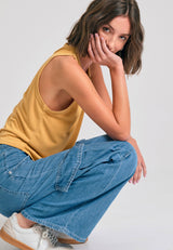 Women's lyocell blend cargo jeans - Lt blue