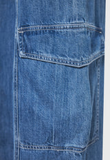 Women's lyocell blend cargo jeans - Lt blue