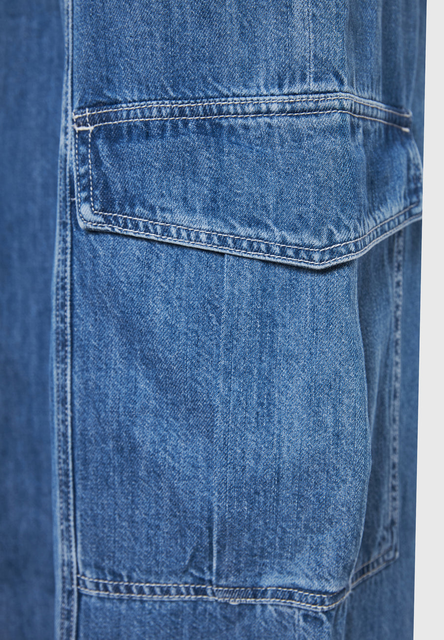 Women's lyocell blend cargo jeans - Lt blue