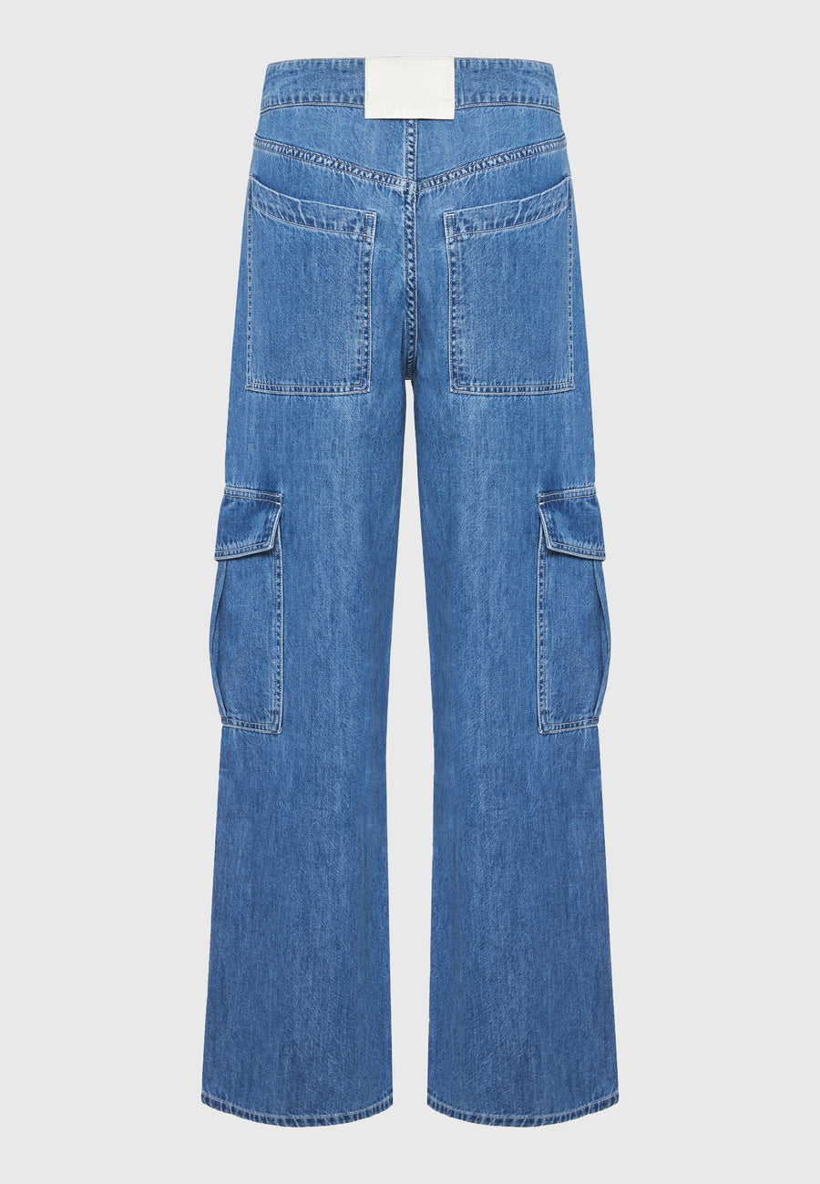 Women's lyocell blend cargo jeans - Lt blue