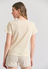 Tricou de damă cu imprimeu exotic - Chalk