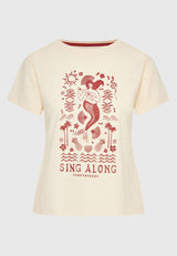 Tricou de damă cu imprimeu exotic - Chalk