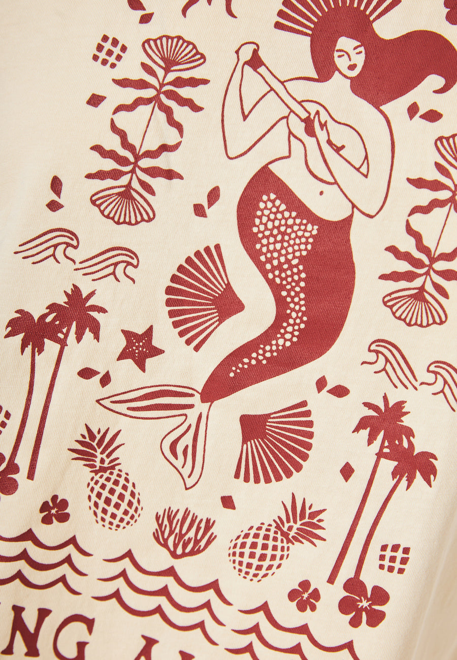 Tricou de damă cu imprimeu exotic - Chalk