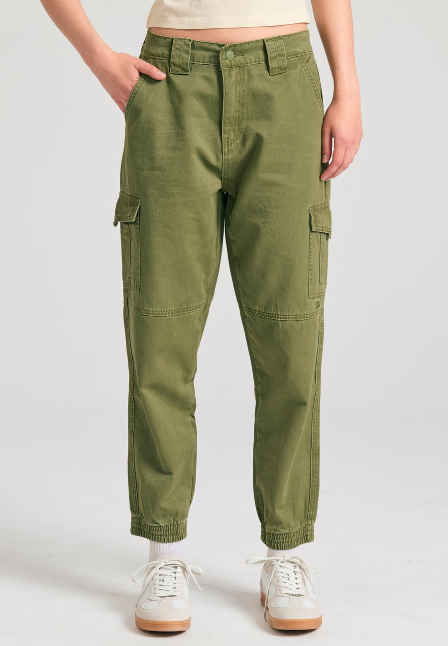 Women's garment dyed cargo pants - Hunter green
