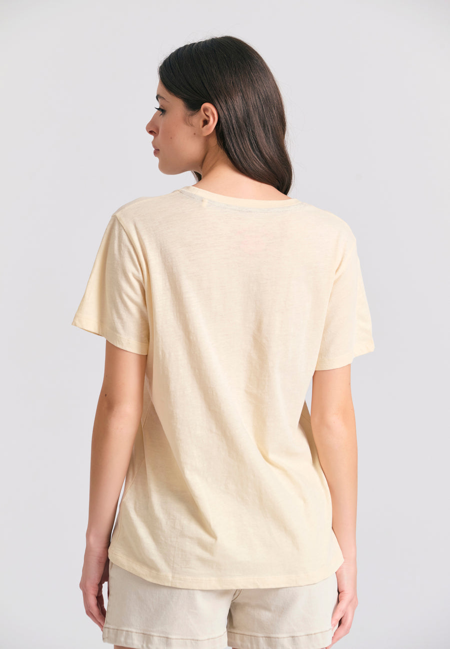 Tricou lejer cu imprimeu vintage - Chalk