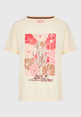 Tricou lejer cu imprimeu vintage - Chalk