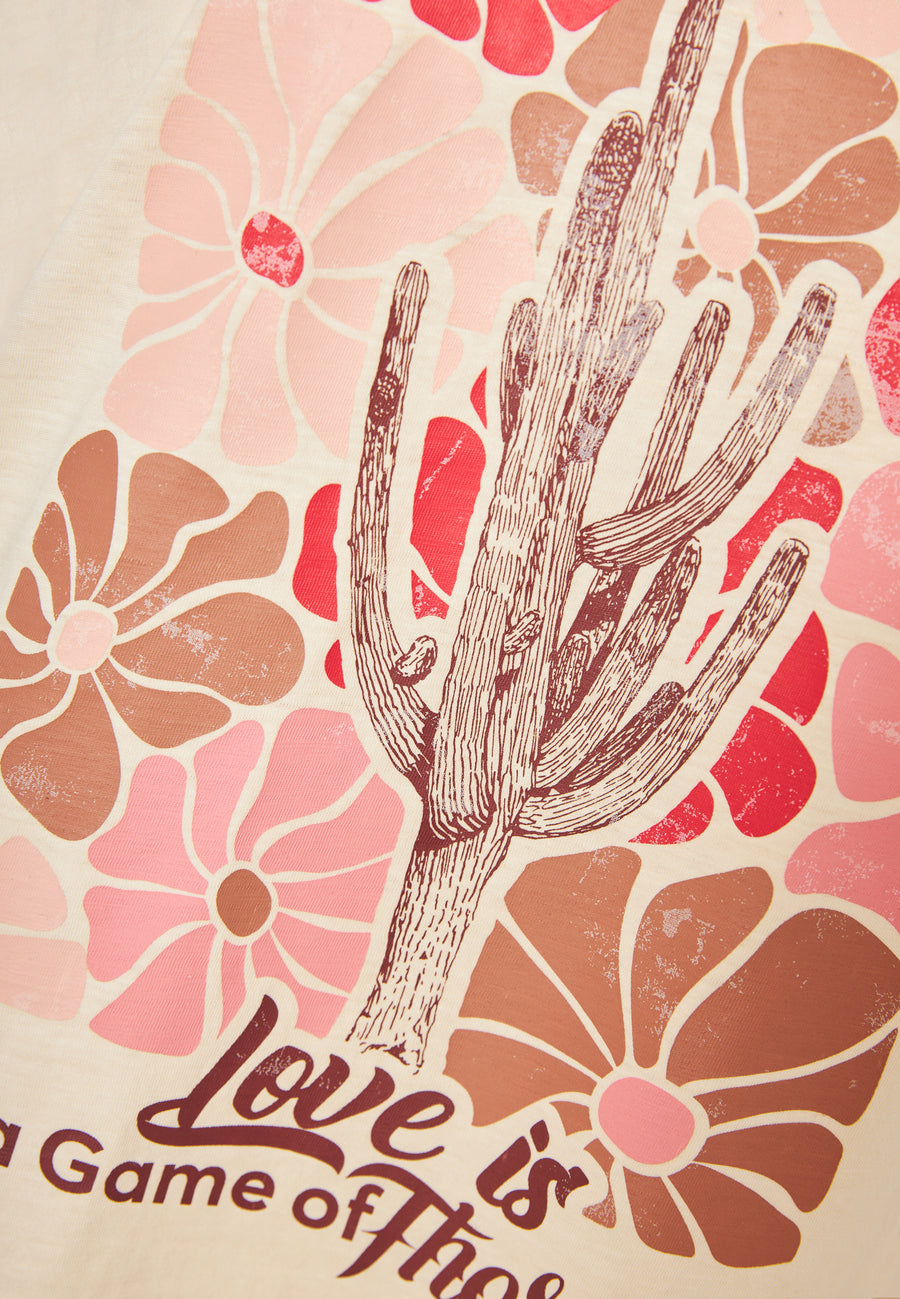 Tricou lejer cu imprimeu vintage - Chalk
