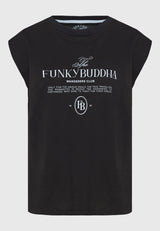 Women's crew neck chest printed t-shirt - Black