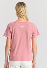 Tricou de damă cu imprimeu vintage cu logo - Roz prăfuit