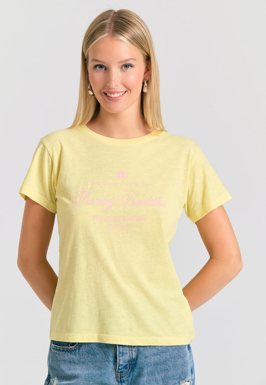 Tricou de damă cu imprimeu vintage cu logo - Lemon drop
