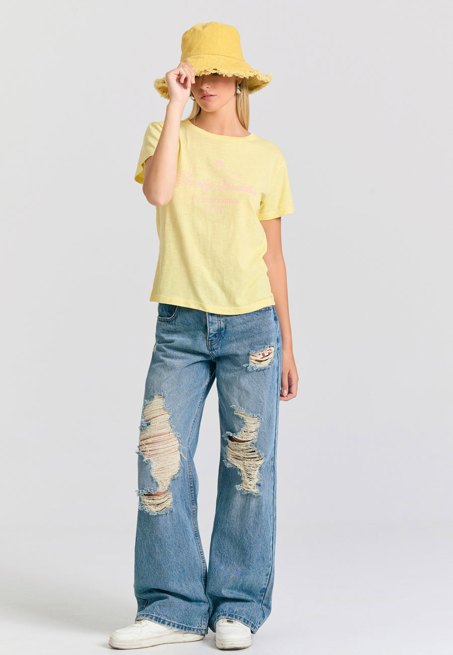 Tricou de damă cu imprimeu vintage cu logo - Lemon drop