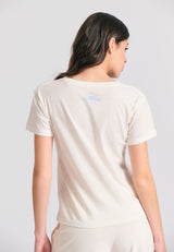 Women's t-shirt with branded vintage print - Off white