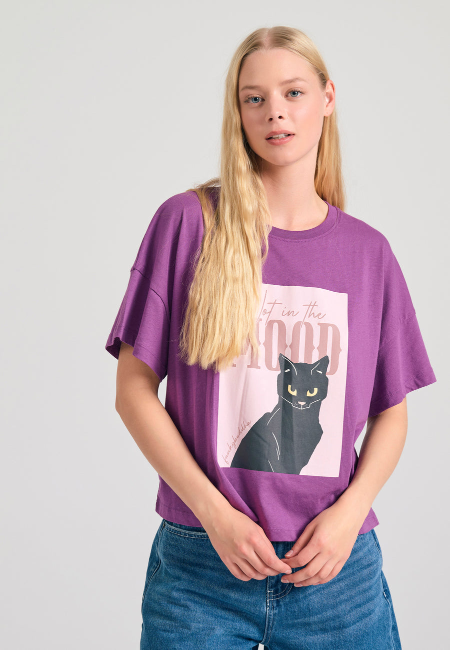 Tricou lejer cu imprimeu fotografic - Md prună