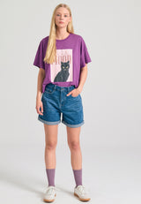 Tricou lejer cu imprimeu fotografic - Md prună