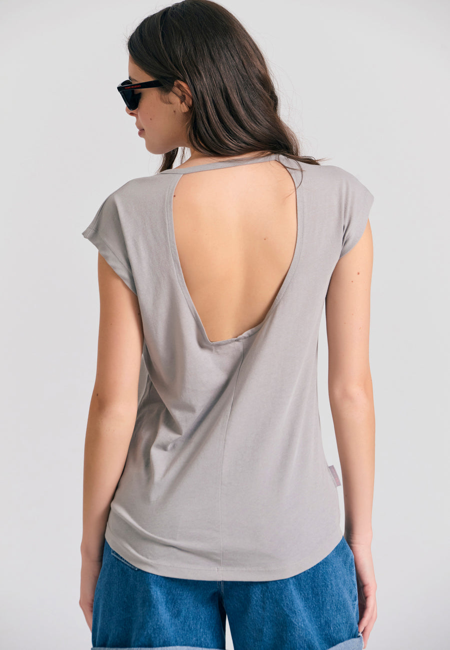 Tricou de damă cu imprimeu artistic și spate deschis - Elephant