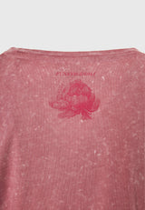 Tricou supradimensionat vopsit în haine cu imprimeu vintage - Roz prăfuit