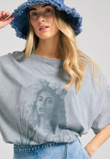 Tricou supradimensionat vopsit în haine cu imprimeu vintage - Elephant