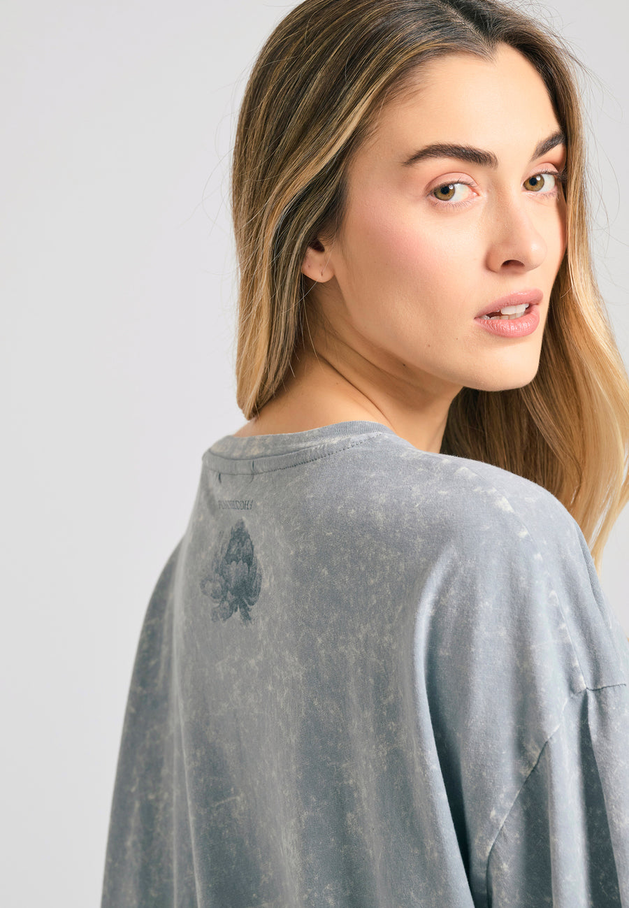 Tricou supradimensionat vopsit în haine cu imprimeu vintage - Elephant