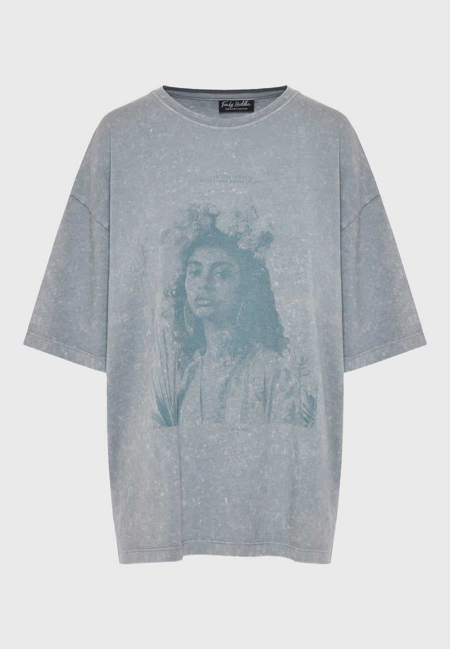 Tricou supradimensionat vopsit în haine cu imprimeu vintage - Elephant
