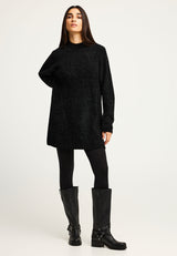 Rochie tricotată cu guler înalt