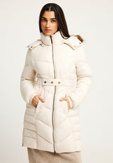 Jachetă lungă matlasată cu glugă