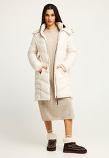 Jachetă lungă matlasată cu glugă