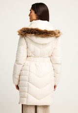 Jachetă lungă matlasată cu glugă