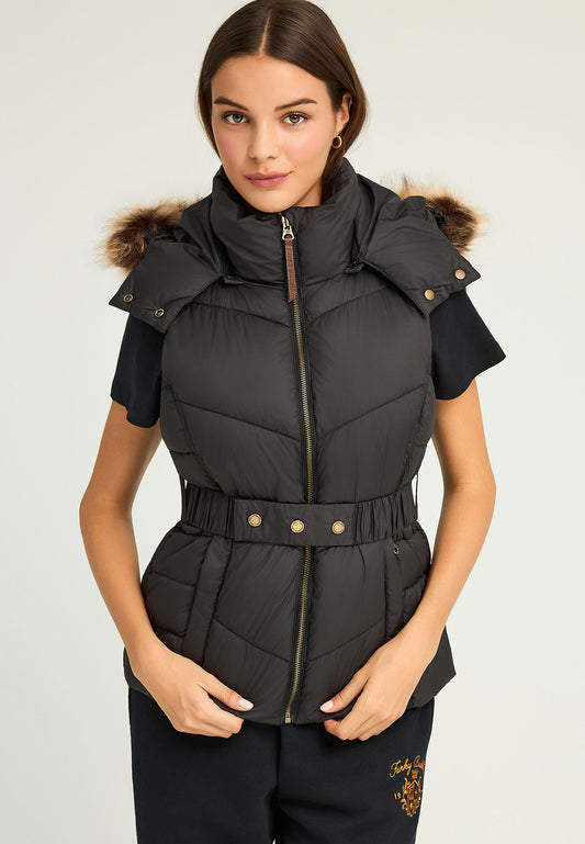 Jachetă matlasată fără mâneci cu glugă