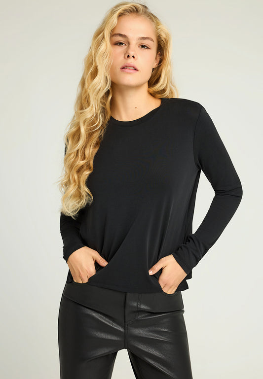 Tricou cu guler rotund și mânecă lungă