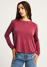 Tricou cu guler rotund și mânecă lungă