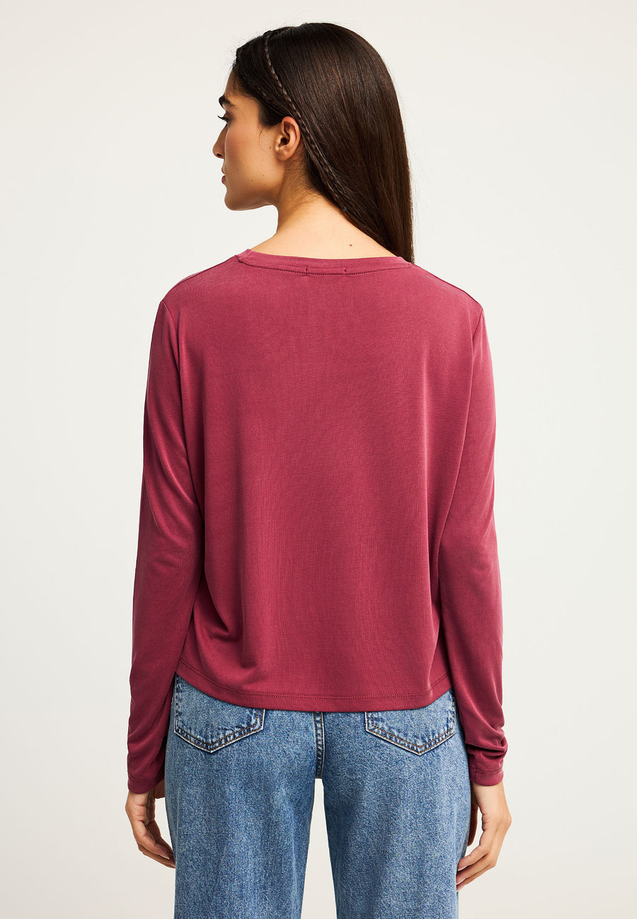 Tricou cu guler rotund și mânecă lungă