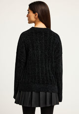 Pulover tricotat pentru femei cu finisaj striat