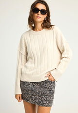 Pulover tricotat pentru femei cu finisaj striat