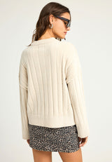 Pulover tricotat pentru femei cu finisaj striat