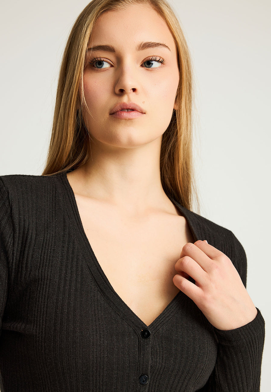 Cardigan cu nervuri și sclipici