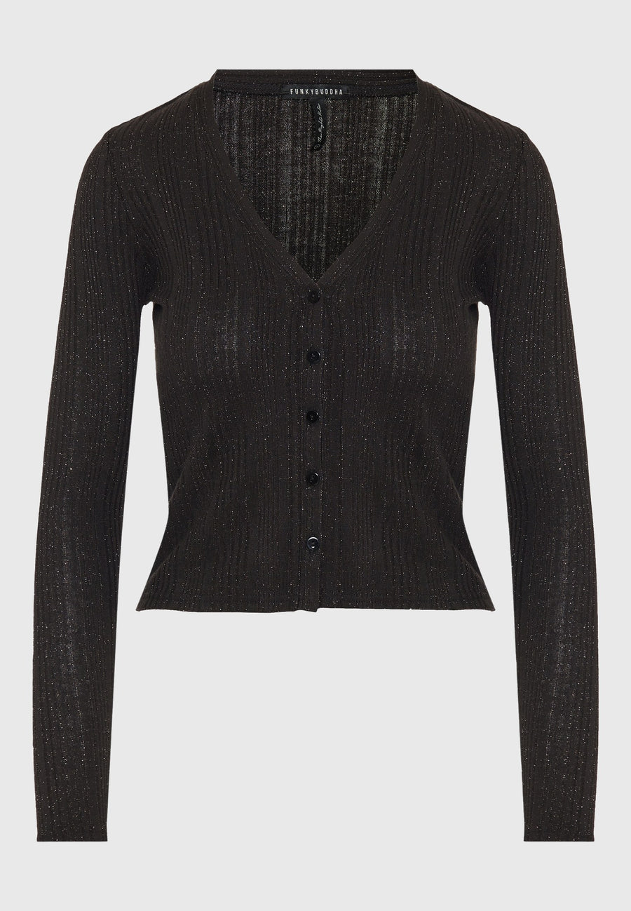 Cardigan cu nervuri și sclipici