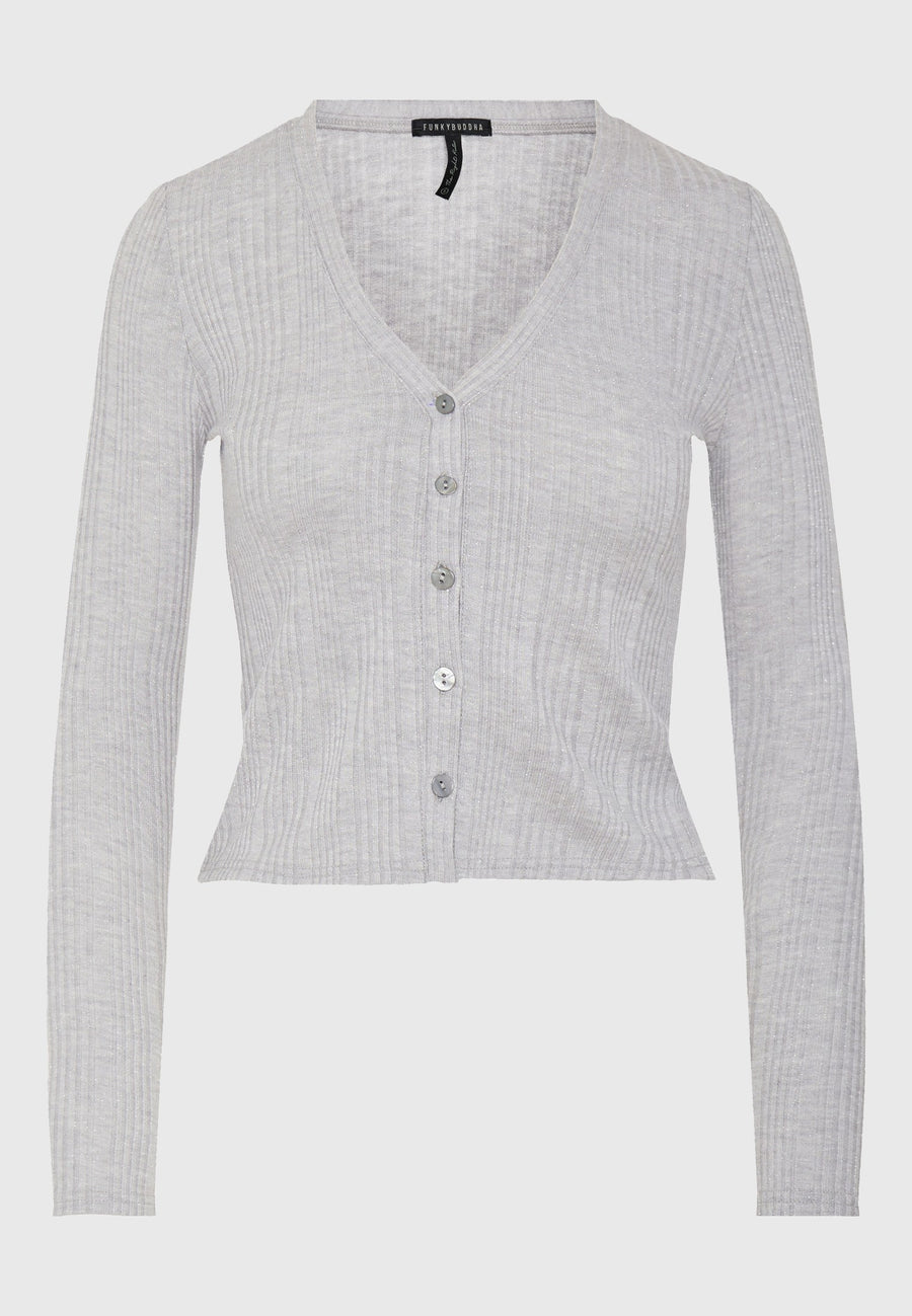 Cardigan cu nervuri și sclipici