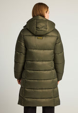 Jachetă lungă pufoasă cu croială regulată și glugă