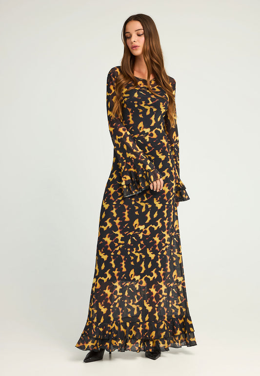 Rochie midi cu imprimeu animal