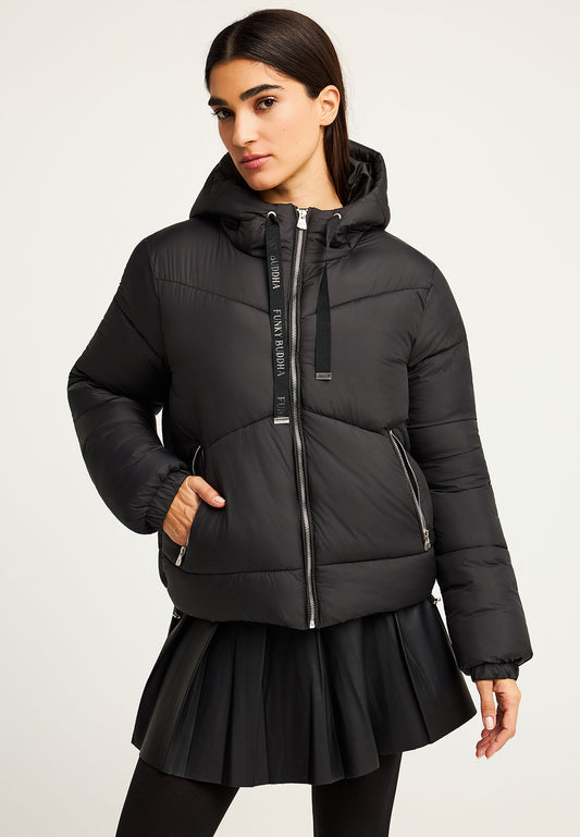 Geacă pufoasă pentru femei cu glugă