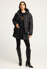 Geacă pufoasă pentru femei cu glugă