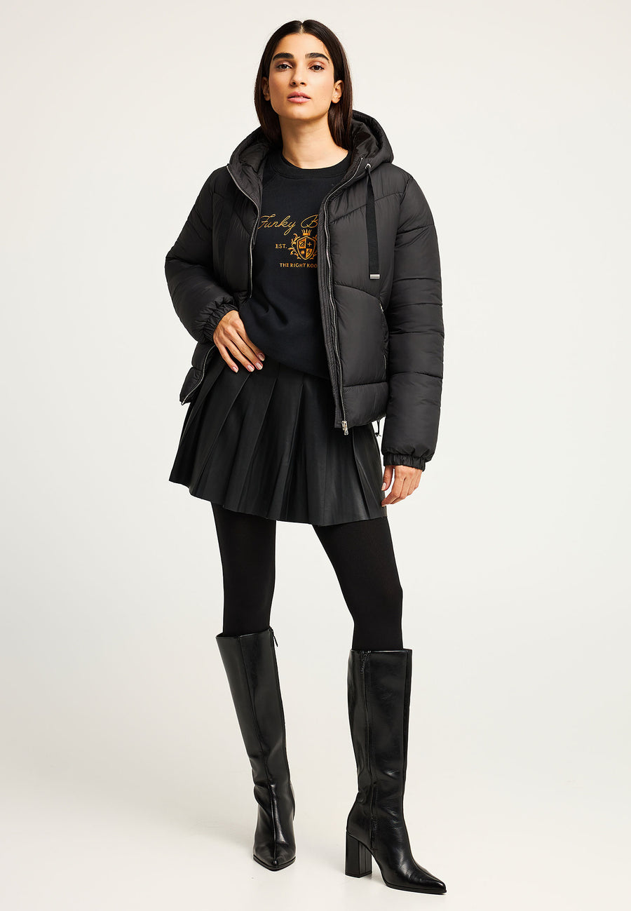 Geacă pufoasă pentru femei cu glugă