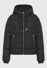 Geacă pufoasă pentru femei cu glugă