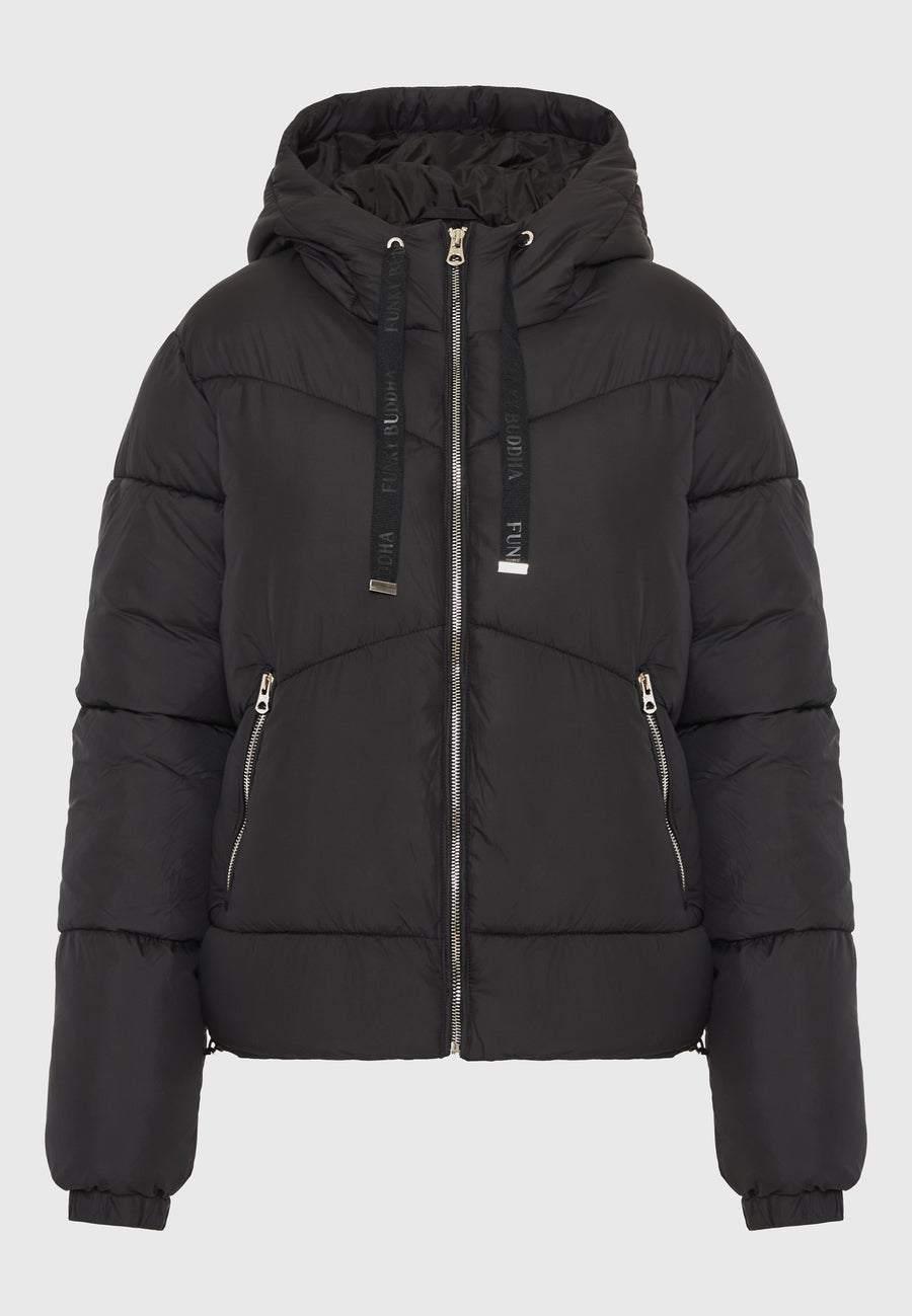 Geacă pufoasă pentru femei cu glugă